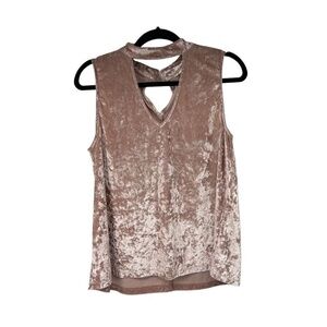 Hippie Laundry Pink Crushed Velvet Neck Cut‎ Out Sleeveless Top